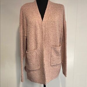 Wild Fable Cardigan Open Front Pockets Cottagecore Textured Soft Mauve Small